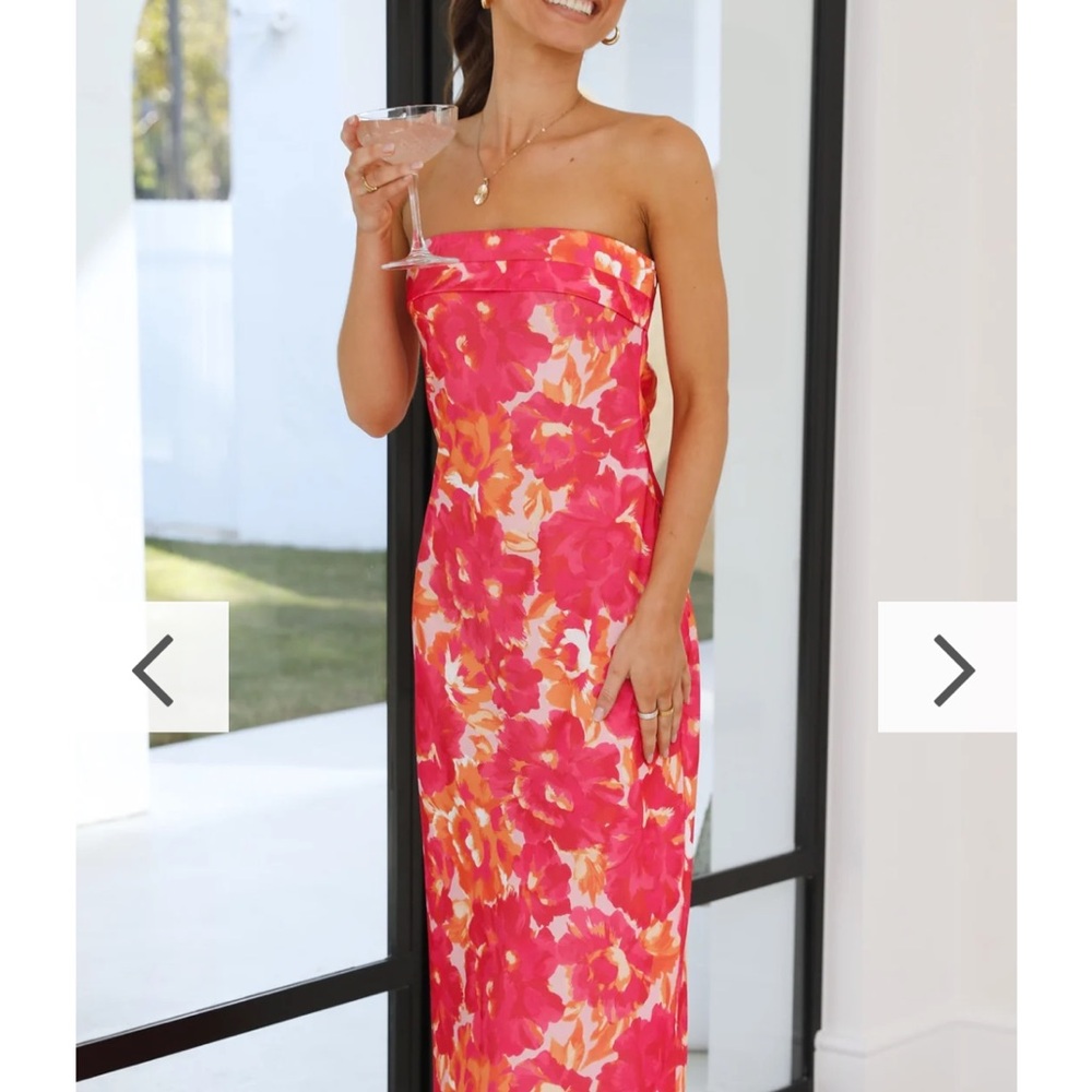 Pink Floral Maxi Open Back Dress
